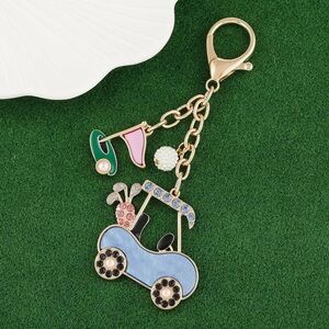 Elegant Golf Theme Keychain Bag & Purse Charm with Rhinestones